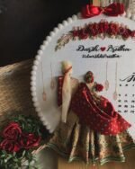 Cafe Noir Color Back-Facing Wedding Embroidery Handmade Gift