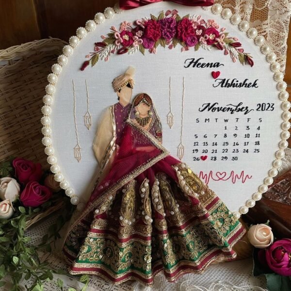Chocolate Cosmos Front-Facing Wedding Embroidery Handmade Gift