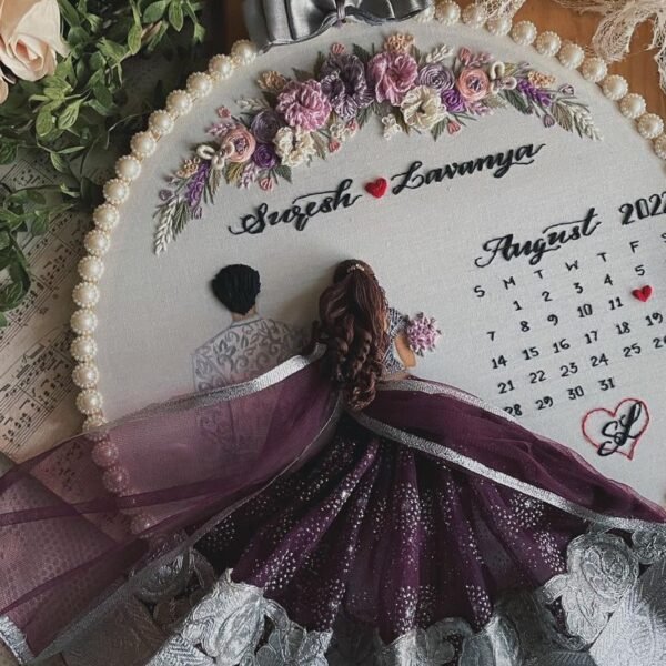 Purple Back-Facing Wedding Embroidery Handmade Gift