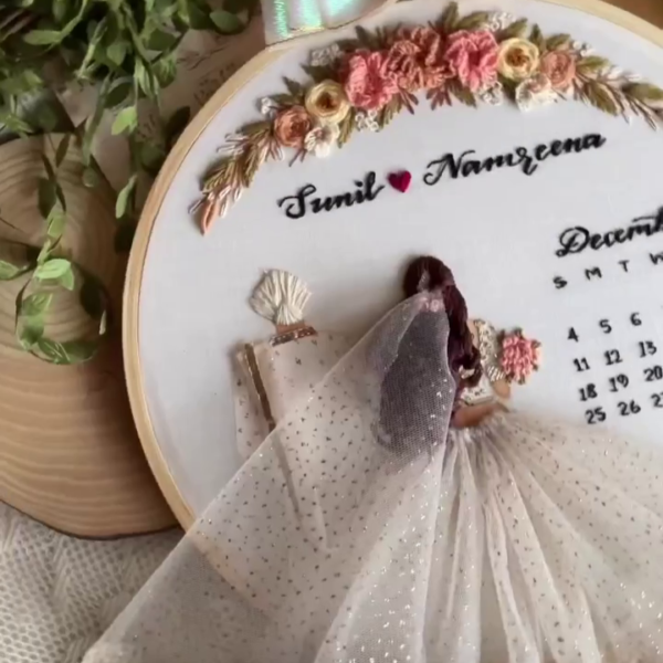 White Lengha Back-Facing Wedding Embroidery Handmade Gift